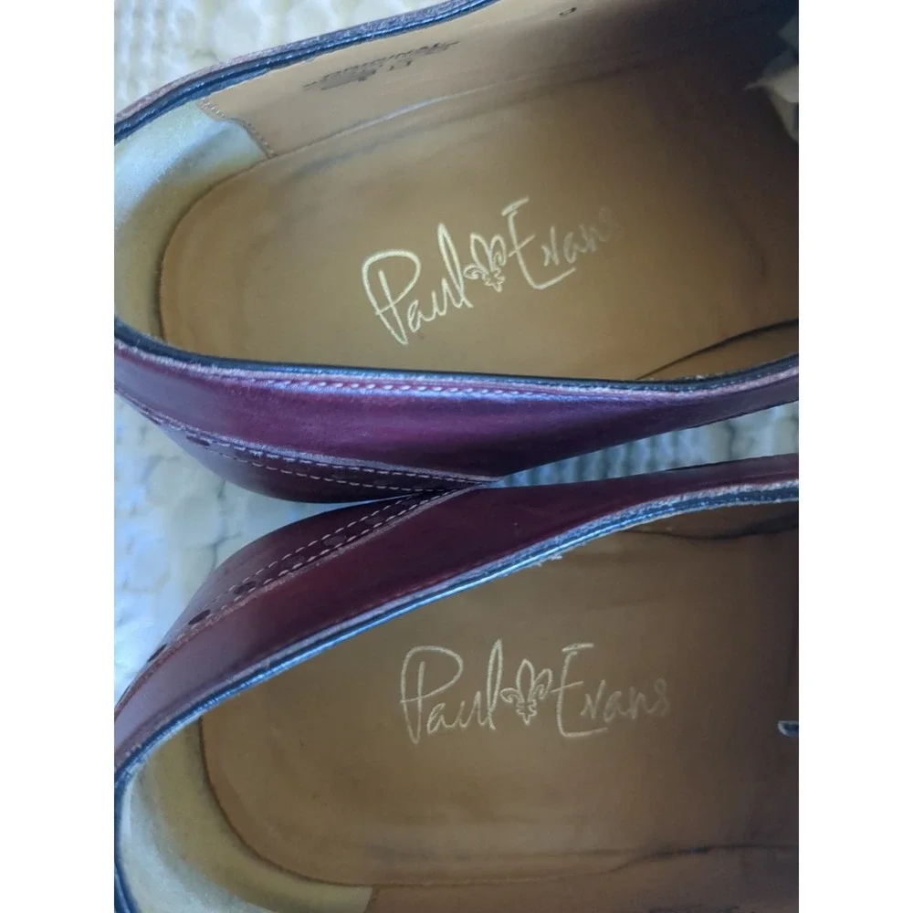 Paul Evans Brando Semi Brogue Oxford Italy Made Havana Cap Toe Lace‎ Up Size 9